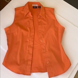 Orange Button Down Sleeveless Top
